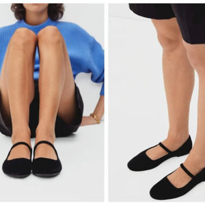 Everlane Velvet Mary Jane Flat Black Size 9 NEW